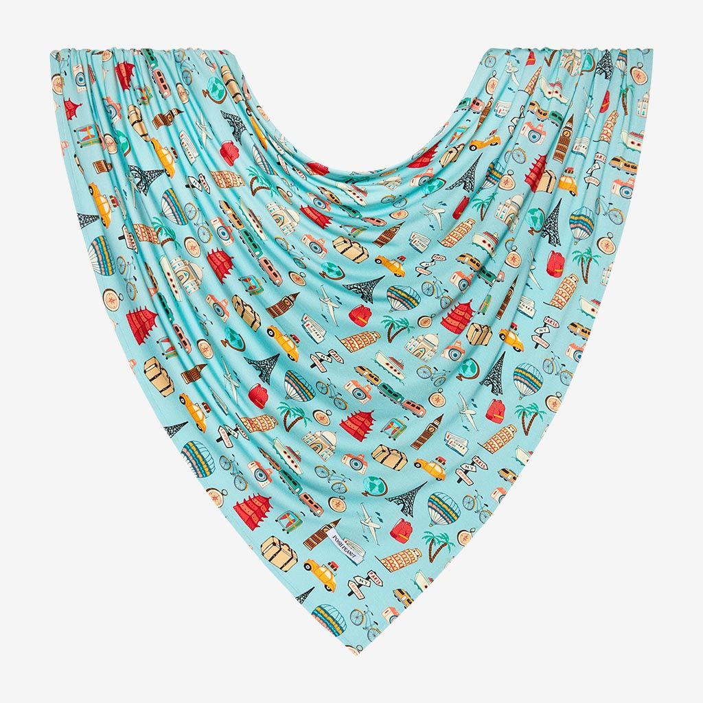 Posh Peanut Breathable Infant Swaddle and Matching Beanie Set - Around the World Theme