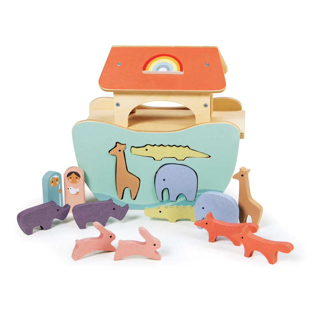 Tender Leaf Toys Tiny Noah's Ark with 6 Pairs of Solid Wood Animals