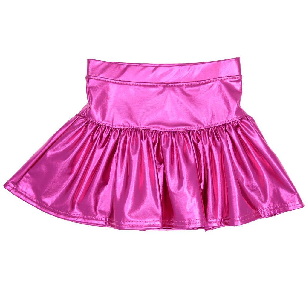 Hot Sale! Azarhia Metallic Hot Pink Gathered Skort